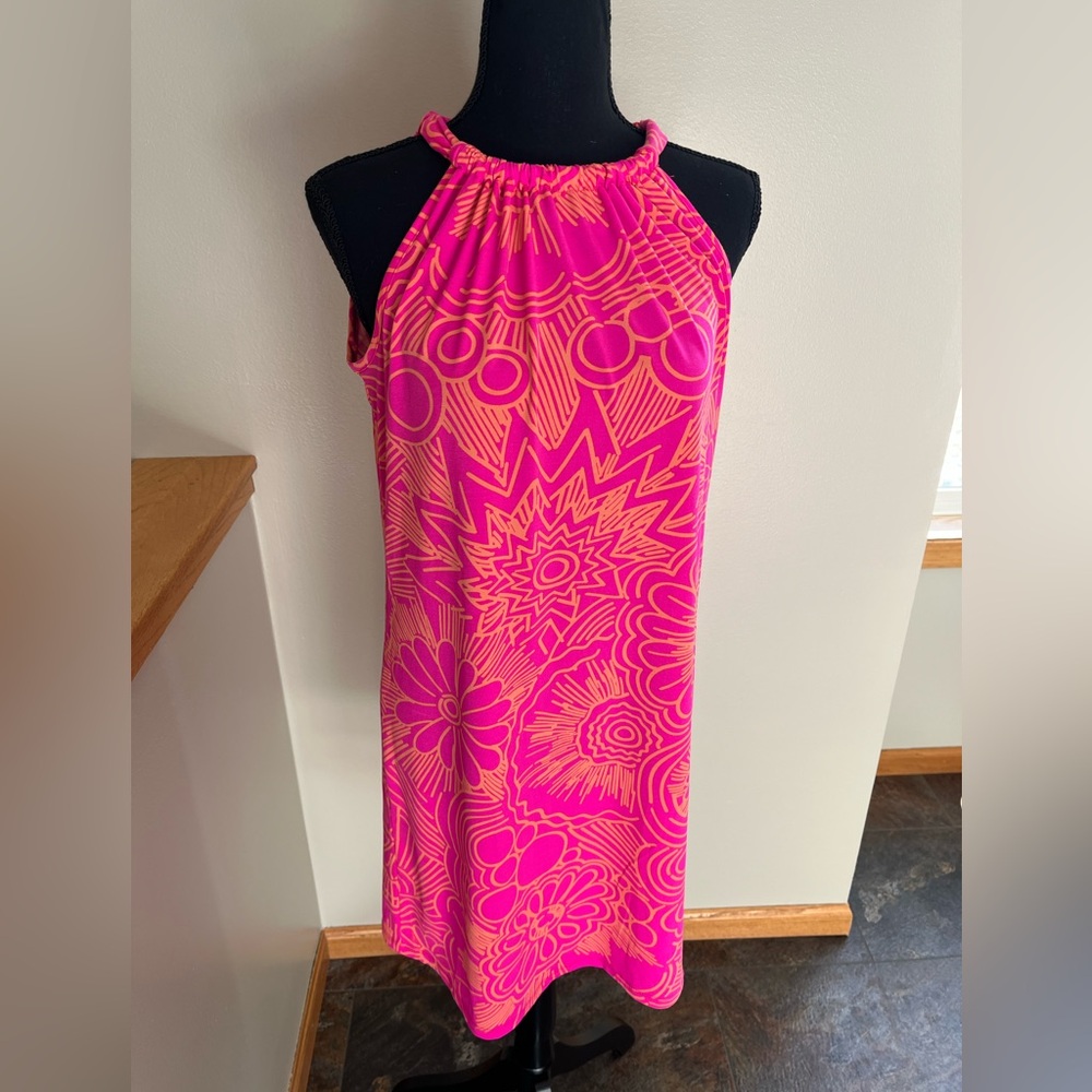 New Trina Turk pink Juju halter neck mini resort ready shift dress. Size XS - Picture 3 of 9